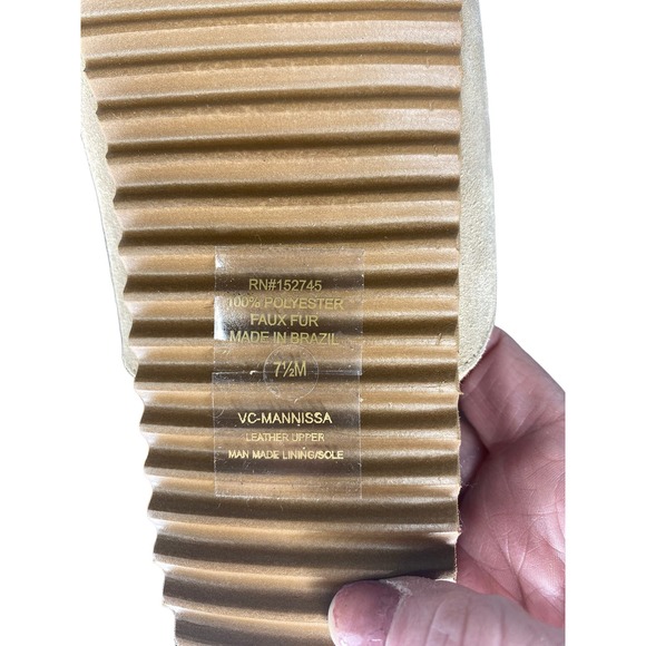 VINCE CAMUTO NWT Mannissa Suede & Faux Fur-Lined Flat Sandals Slide Open Toe 7.5 - Picture 6 of 6